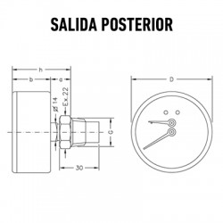 TERMOMANÓMETRO TRP 80 POSTERIOR 0−120ºC 6 bar