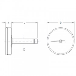 TERMÓMETRO BIMETÁLICO CALEFACCIÓN 0−120º 63x100 POSTERIOR CON VAINA 1/2