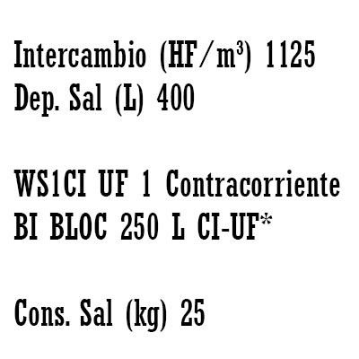 DESCALCIFICADOR BI−BLOC 250 litros CLACK WS1" − UF