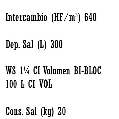 DESCALCIFICADOR BI−BLOC 100 litros CLACK WS 1 1/4" − DF