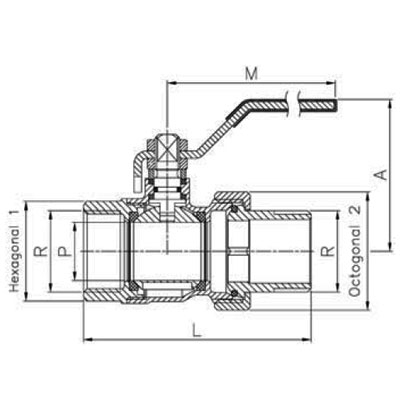 VALVULA ESFERA PALANCA RACORD 2/PZAS 3/4" E:6