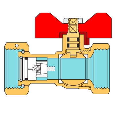 VÁLVULA ESFERA HEMBRA RACOR LOCO ANTIRRETORNO 1" x 1" TIEMME