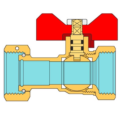 VÁLVULA ESFERA  P/AGUA HEMBRA CON TUERCA 1/2" x 1/2" TIEMME