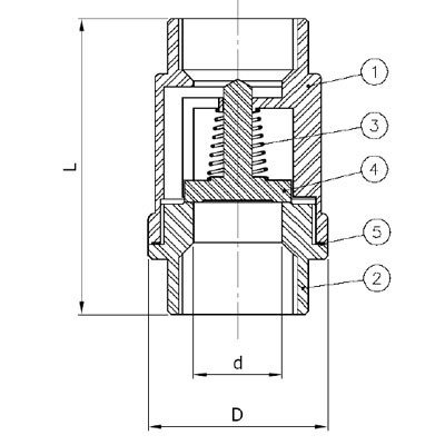 VÁLVULA RETENCIÓN DOS PIEZAS INOXIDABLE 316 1/4"