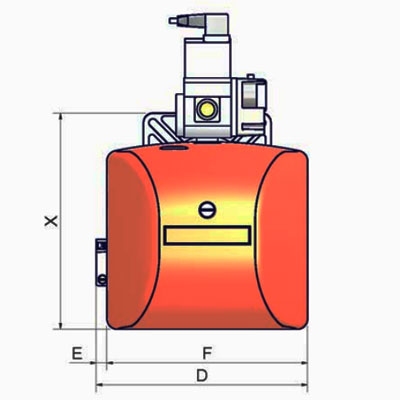 QUEMADOR GAS UNIGAS NG90 2 LLAMAS 1/2" M.AB.L.ES.A.0.15 22−85 KW TOBERA LARGA