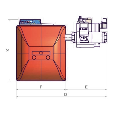 QUEMADOR GAS UNIGAS NG280 1 LLAMA 1" 1/4 M.TN.L.ES.A.0.32 95−300 KW TOBERA LARGA