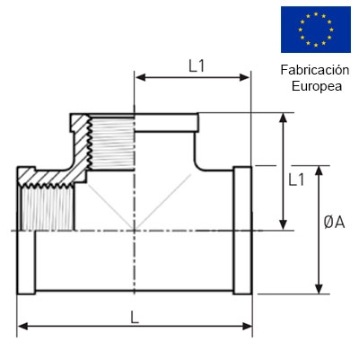 TE ROSCADA IGUAL HHH 1/8" INOXIDABLE 316