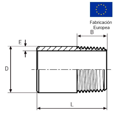 ENTRONQUE ROSCADO 1/4" INOXIDABLE 316