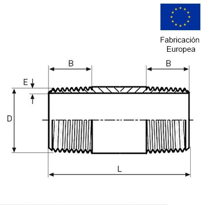 ENTRONQUE ROSCADO DOBLE 1/2" INOXIDABLE 316