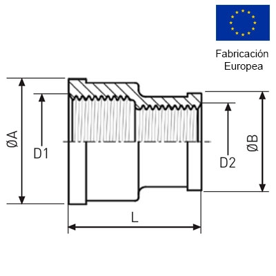 MANGUITO REDUCCIÓN ROSCADO 3/8"−1/4" INOXIDABLE 316