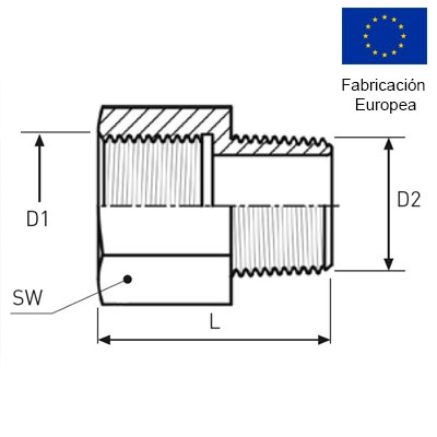 MANGUITO HM 1/4"−1/8" INOXIDABLE 316