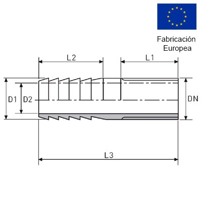 ENTRONQUE ROSCA−MANGUERA 1/4" INOXIDABLE 316