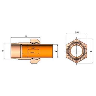 TERMINAL ROSCA MACHO TIPO MAS PARA TUBO COBRE 3/4" x 22"