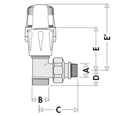 VÁLVULA TERMOSTÁTICA ESCUADRA BICONO 1/2" 338402