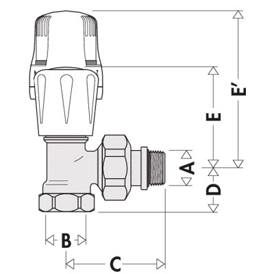 VÁLVULA TERMOSTÁTICA ESCUADRA ROSCAR 3/8" 401302