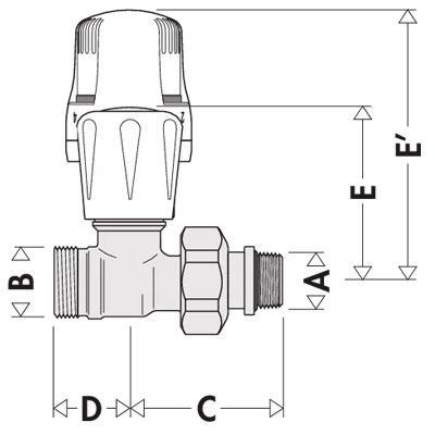 VÁLVULA TERMOSTÁTICA RECTA BICONO 1/2" 339402