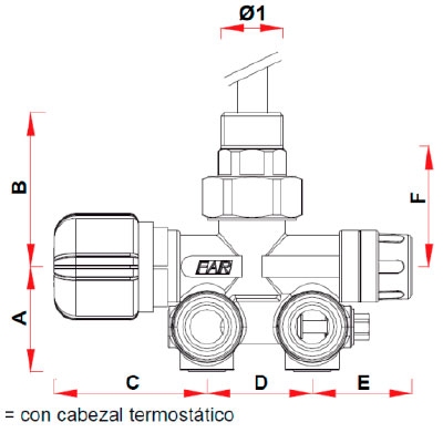 VÁLVULA MONOBITUBO TERMOSTATIZABLE TOALLERO DERECHA 1/2