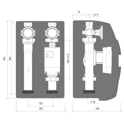 GRUPO IMPULSIÓN DIRECTA KS-125 DN32 GRUNDFOS HYBRID 32−70