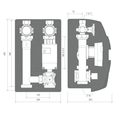 GRUPO MEZCLADOR KM3−125 DN32 WILO SC 30/1−6