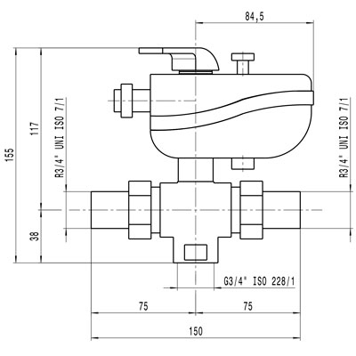 VÁLVULA MOTORIZADA 3 VÍAS 3/4" L DESVIADORA 230V 638053 CALEFFI