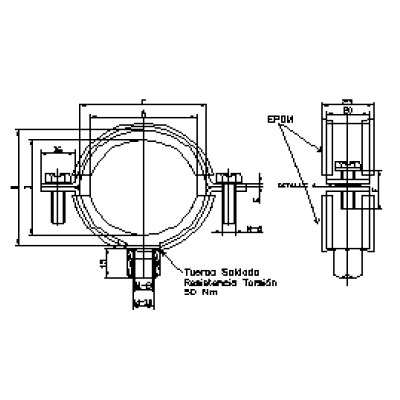 ABRAZADERA ISOFONICA 22 M8+M10 INOXIDABLE AISI 316/A4