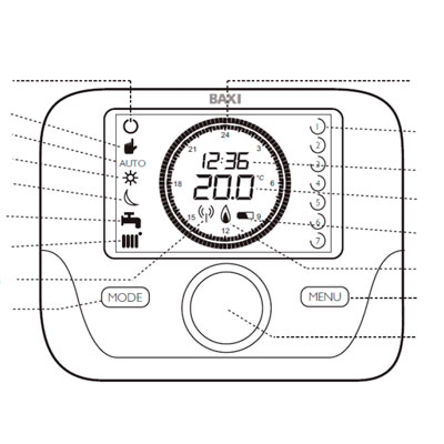 TERMOSTATO AMBIENTE RCX 10C MODULANANTE PROGRAMABLE INALÁMBRICO BAXI 140040351