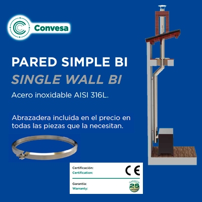 CAPERUZA ANTIVIENTO CHIMENEA Ø125 INOXIDABLE SIMPLE BI 316 CONVESA