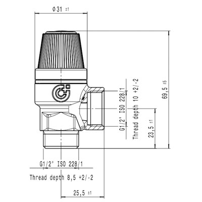 VÁLVULA SEGURIDAD (SERIE 312) M−H 1/2" 6 BAR 312460