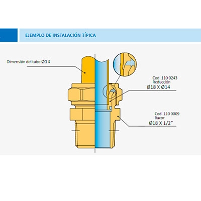 ADAPTADOR PARA TUBO MULTICAPA 26 x 3,0 − 28 TIEMME