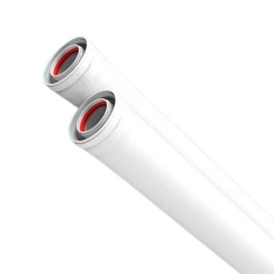 TUBO COAXIAL MACHO / MACHO ALUMINIO PINTADO BLANCO 250 MM Ø 60 / 100 MM