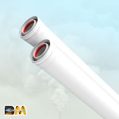 TUBO COAXIAL MACHO / MACHO ALUMINIO PINTADO BLANCO 500 MM Ø 60 / 100 MM