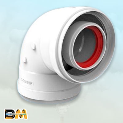 CODO 90º HEMBRA / HEMBRA COAXIAL ALUMINIO PINTADO BLANCO 60/100 MM