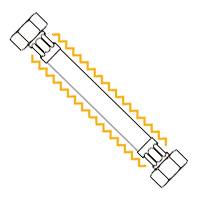 LATIGUILLO CONEXIÓN PARA GAS EXTENSIBLE H1/2−H1/2 L 75−127 CM